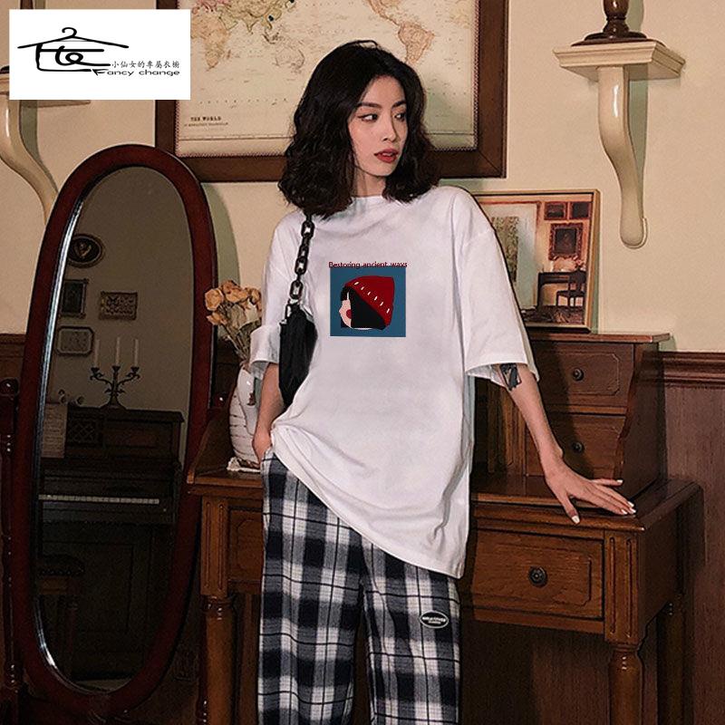 Áo Thun Cotton Tay Lỡ Dáng Rộng Phong Cách Hàn Quốc Thời Trang Xuân Hè Cho Nữ 2022