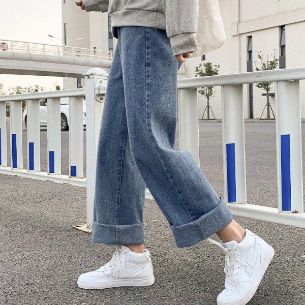 Quần jean nữ ống rộng chất đẹp JS03 Hexany, Quần jeans nữ ống rộng dáng suông phong cách Hàn Quốc | BigBuy360 - bigbuy360.vn