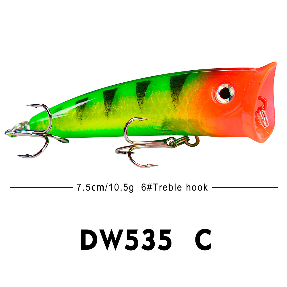 Lavia （COD）75mm/10.5g Floating Popper Lure Large Size Popper Sea Fishing Lure Top-water Shallow Artificial Wobbler Plastic Fishing Hard Bait