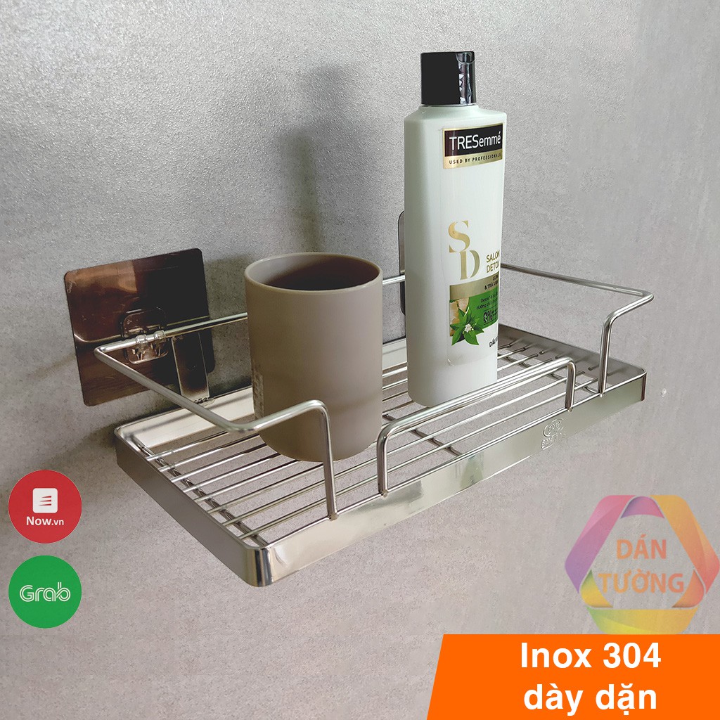 Kệ nhà tắm inox dán tường MDT, kệ để đồ phòng tắm chữ nhật inox 304 cứng cáp size to chịu lực cao - cn4.cn1