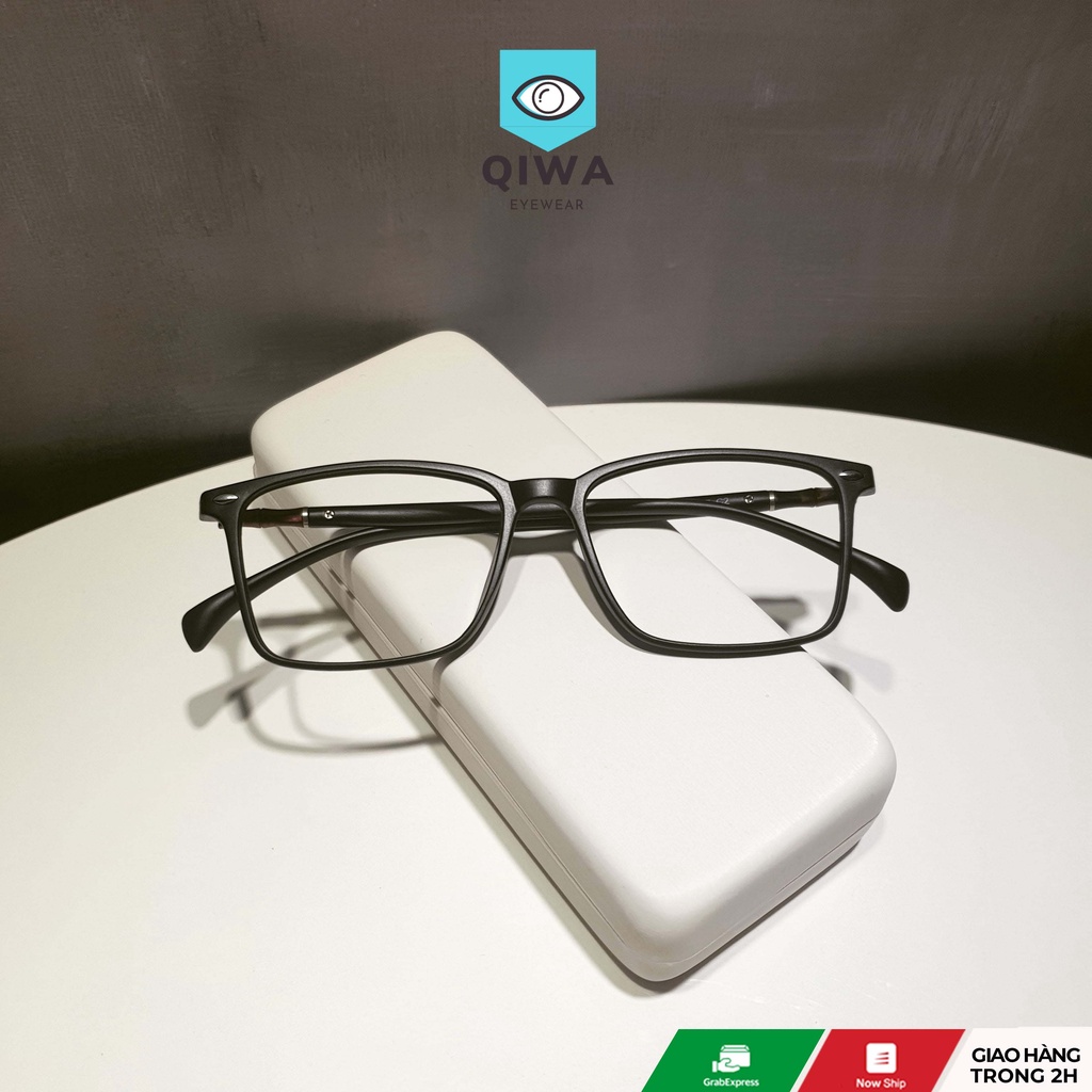 Gọng kính nhựa dẻo vuông Qiwa Eyewear 8087, kính mắt thời trang lắp được cận