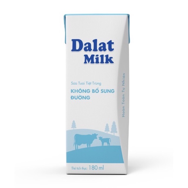 Sữa Tươi Tiệt Trùng Dalatmilk Không Đường 48 Hộp 180m