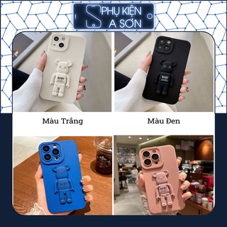 Ốp Iphone dẻo màu gấu Bearbrick kèm giá đỡ 6/6s/Plus/7/8/SE/Plus/X/Xs/Xr/Xs Max/11/Pro/Pro Max/12/Pro/Pro Max/13/Pro/Max