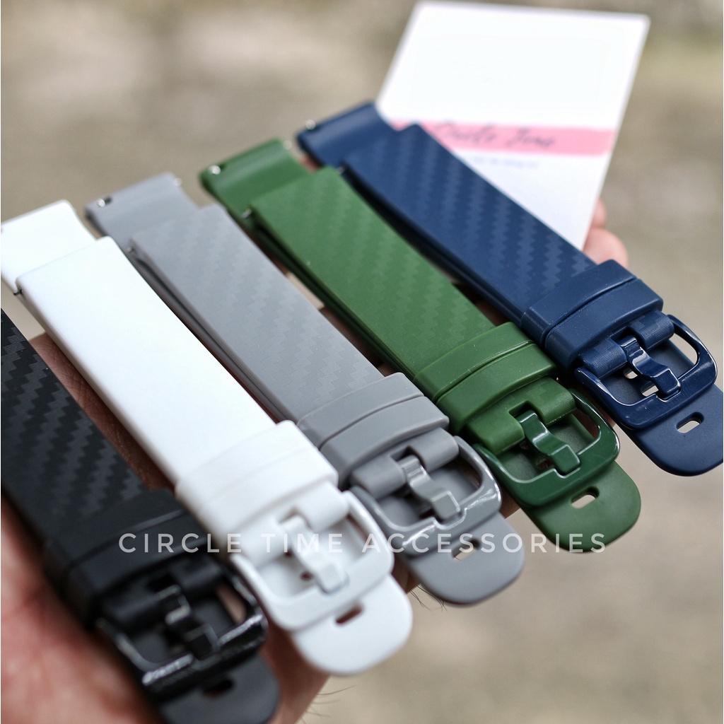 Dây đồng hồ cao su có vân carbon chốt thông minh size 20 và 22 cho đồng hồ truyền thống và đồng hồ thông minh - CT03F