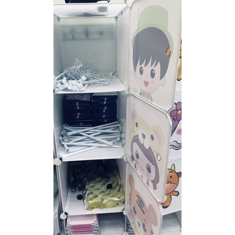 Tủ Nhựa Lắp Ghép 6 ô Lớn và 2 ô Nhỏ - Hoạt Hình Siêu Cute