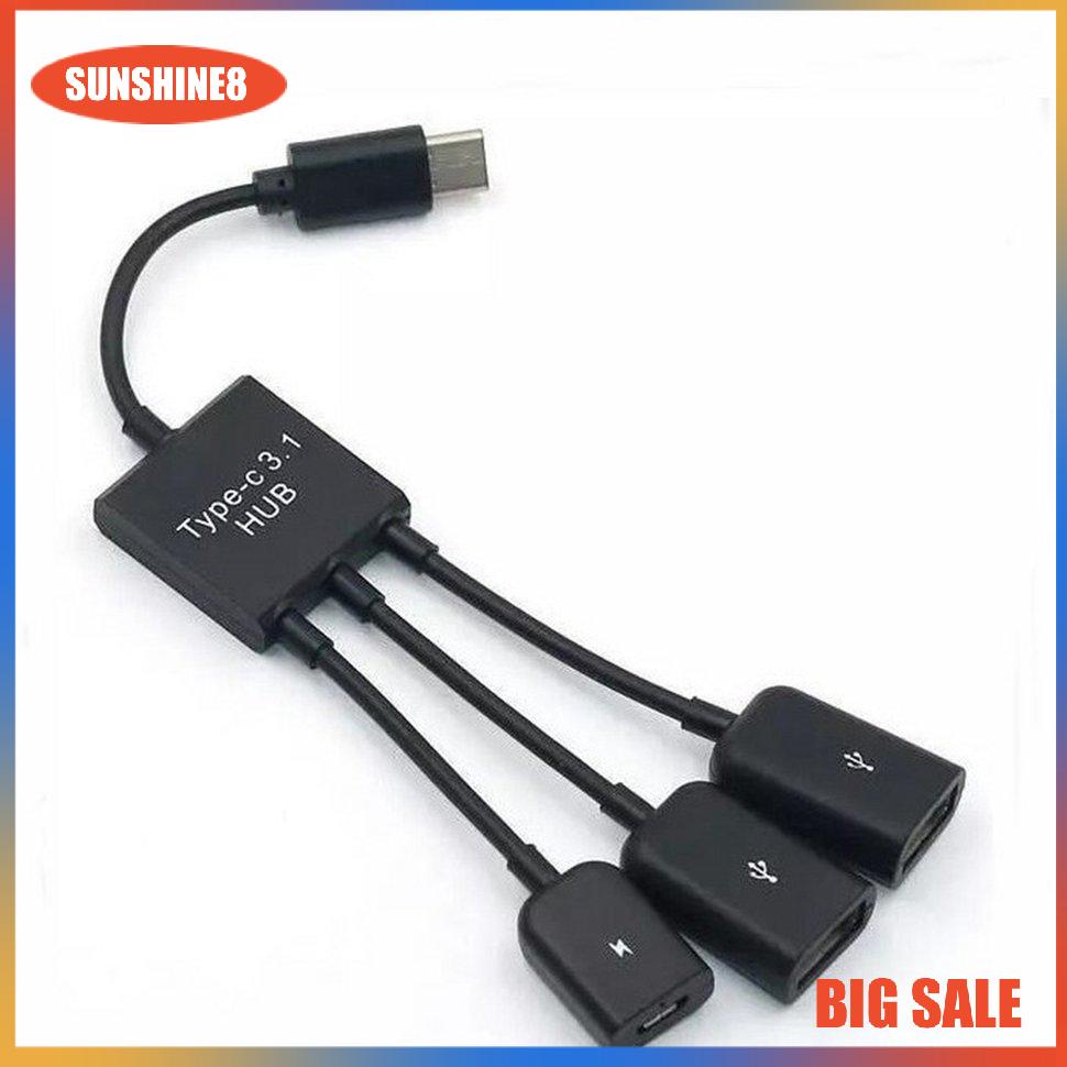 【SUN】Cáp mở rộng USB Hub Type-c 3 Dây mở rộng tương thích Cáp dữ liệu nhanh