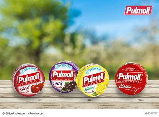 Pulmoll  - Kẹo ngậm ho không đường  - Giảm ho, đau rát họng, tăng đề kháng