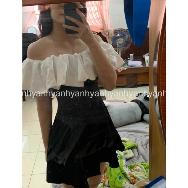[có feedback]Đầm dự tiệc Đầm body chữ A đen hở vai, tay bồng tiểu thư bánh bèo Ulzzang HOT Váy Trễ Vai Phối Ngực Trắng🌸 | BigBuy360 - bigbuy360.vn