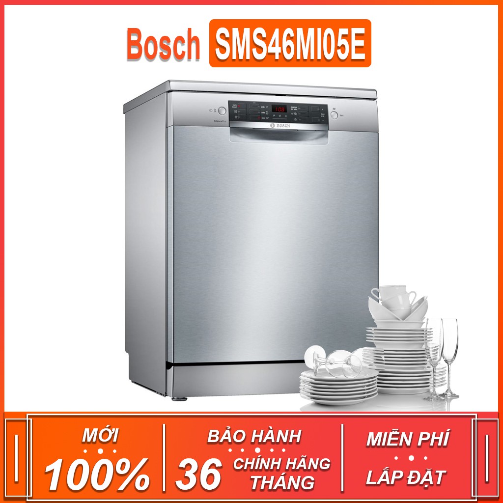 Máy rửa bát độc lập Bosch SMS46MI05E TGB - Seri 4  dung tích rửa 14 bộ chén bát ( Xuất sứ Đức - Bảo hành 36 tháng ) TGB