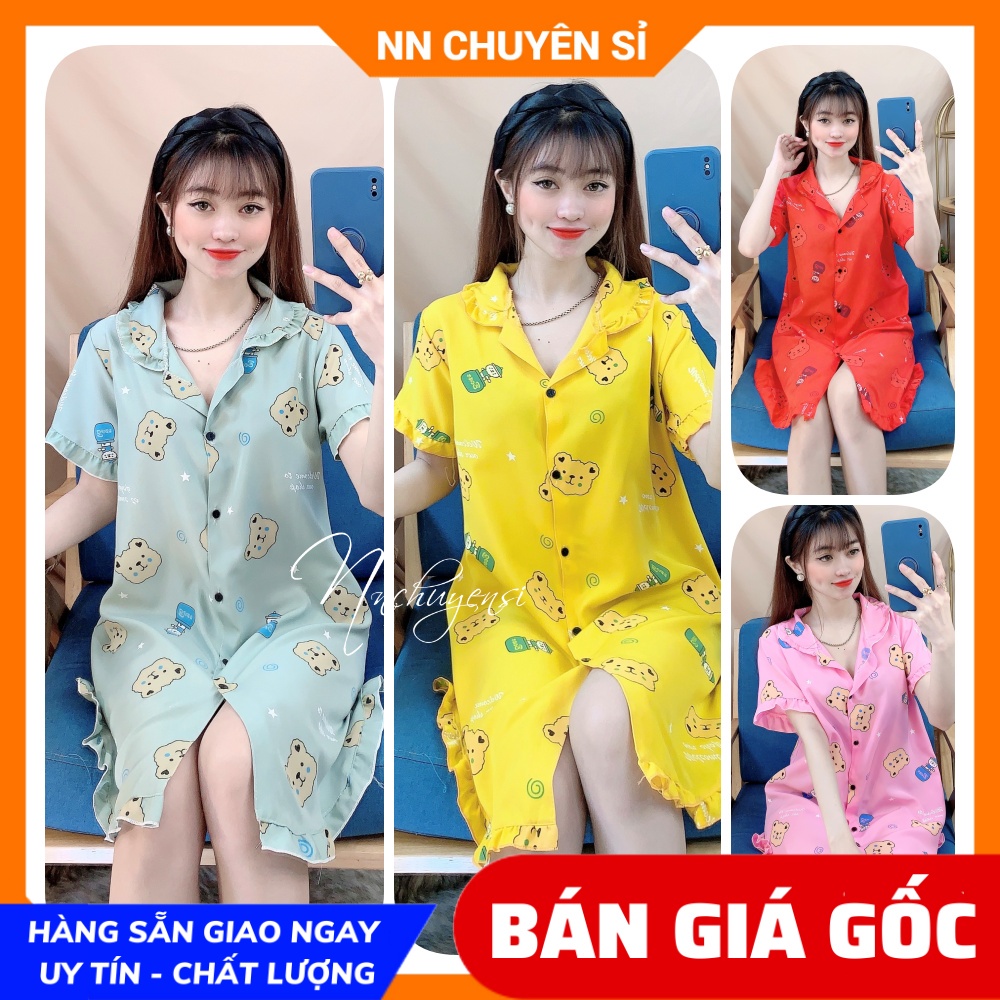 Đầm ngủ nữ phom 55kg ⚡ Đầm kate in hình cực xinh D847 ⚡Ảnh thật⚡ Đầm ngủ nữ