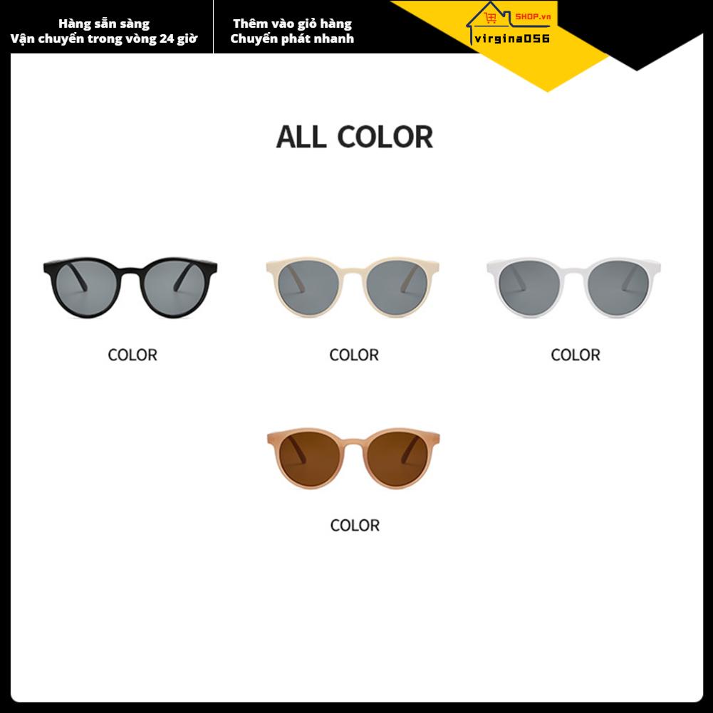 Virgina056 Kính râm tròn chống tia UV Chặn thấu kính màu xám Thiết kế hợp thời trang Phong cách Unisex mát retro cho phụ nữ Nam giới