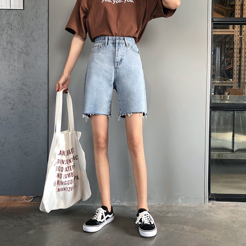 Xiaozhainv Quần short denim Xiaozhainz kiểu dáng đơn giản