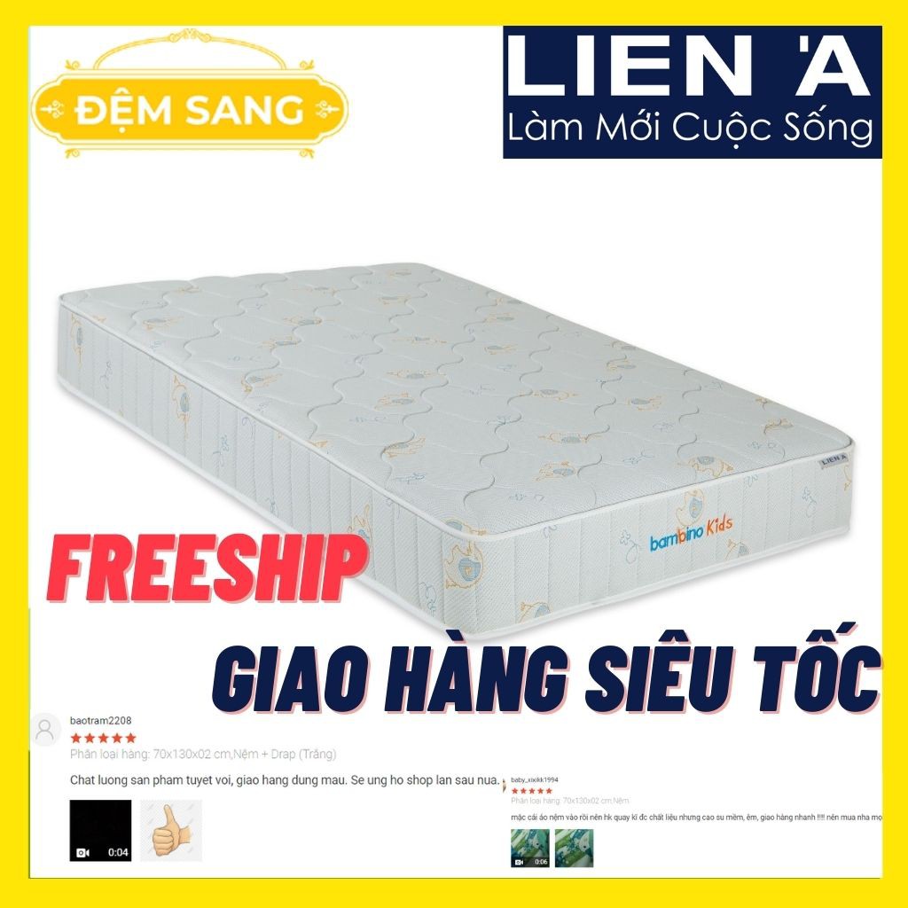 Nệm em bé BAMBINO KIDS chính hãng LIÊN Á - Êm ái đàn hồi, bé ngủ ngon thẳng giấc EB101