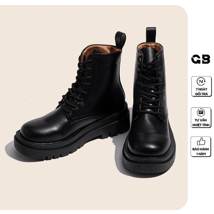 [Mã WABRMH99 giảm 12% đơn 99K]Giày Boot Nữ Cổ Cao Da Bóng Thắt Dây giayBOM B1626