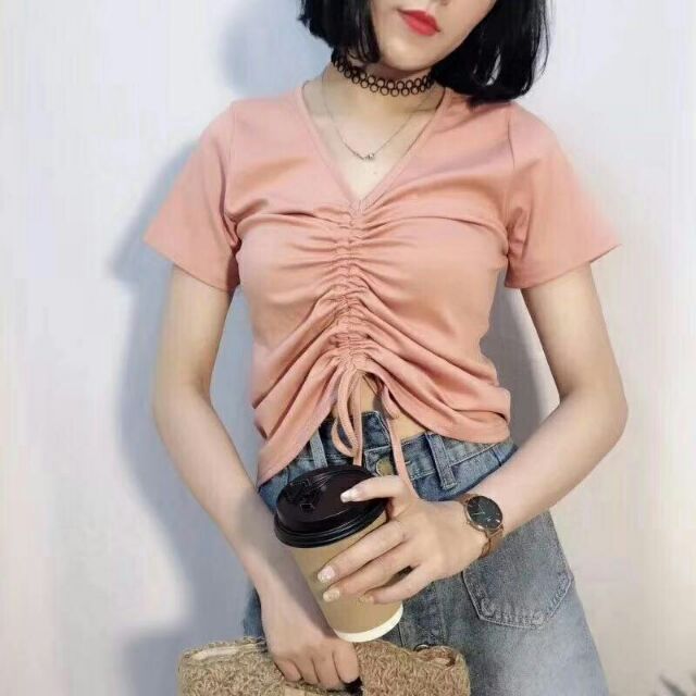 Áo phông rút dây QC sẵn 6 màu