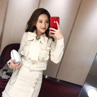 Set vest dạ tweed trắng tinh khôi sang choản hết nấc ❤️❤️❤️❤️