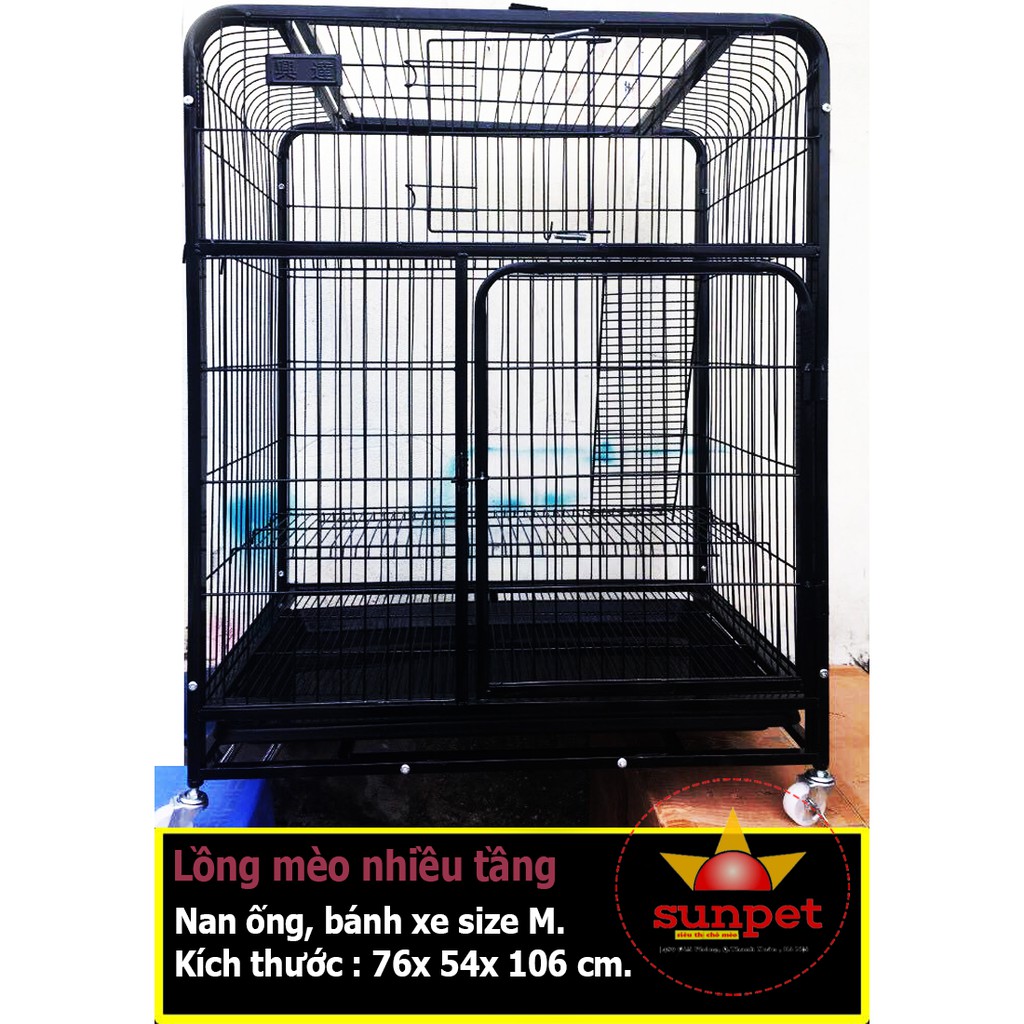 Lồng mèo 3 tầng kích thước 76x53x126 cm