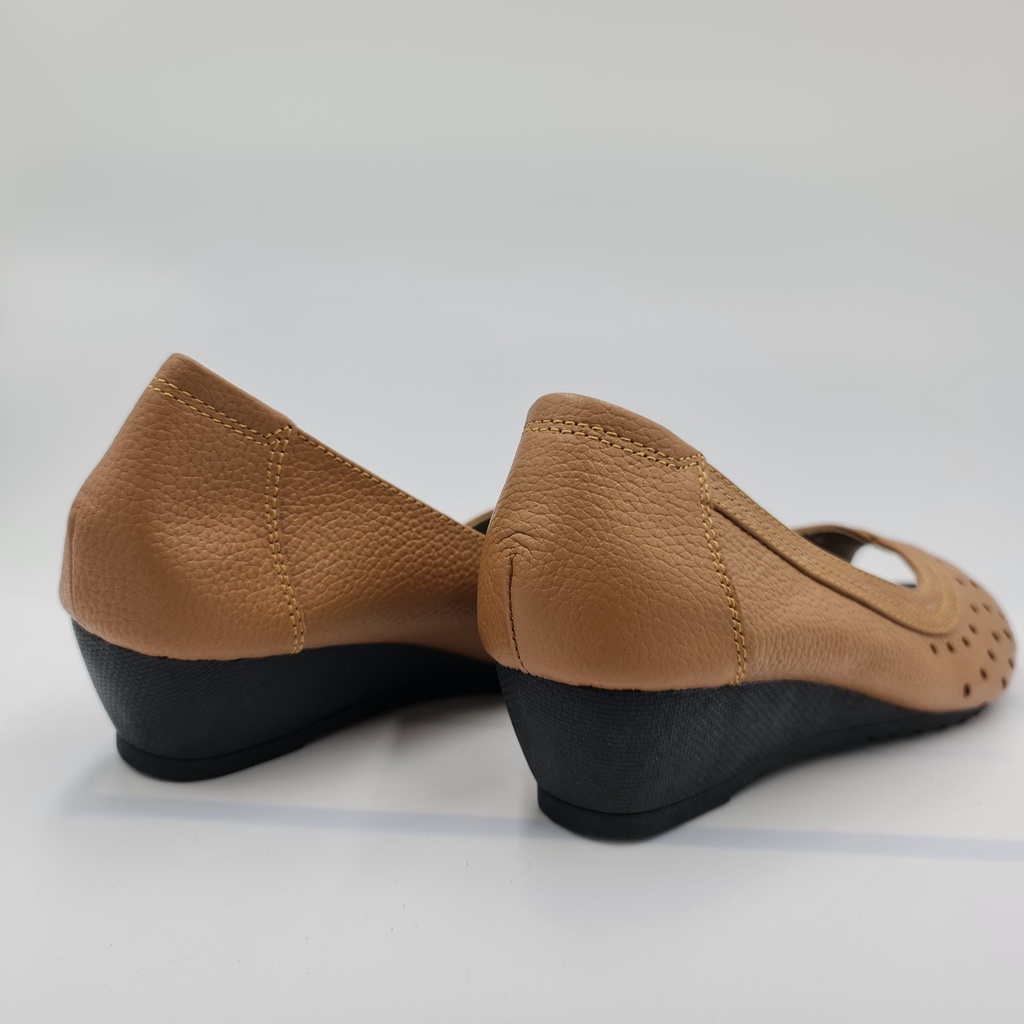 Giày đế xuồng nữ 3p hở mũi mũi tròn da bò mềm LUNASHOES 24810 bảo hành 2 năm 1 đổi 1 giày nữ trung niên cho mẹ