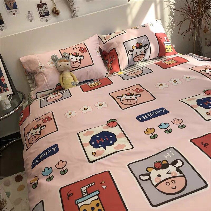 Bộ Chăn Ga Cotton POLY MẪU BÒ HIchăn, ga, cotton, ga nệm, chăn ga, cotton poly, chăn nệm, chăn ga gối, bedding️