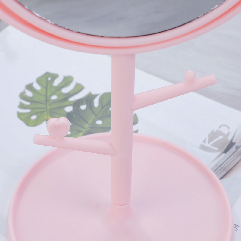 Gương Tai Mèo Trang Điểm để bàn xoay có giá treo đồ