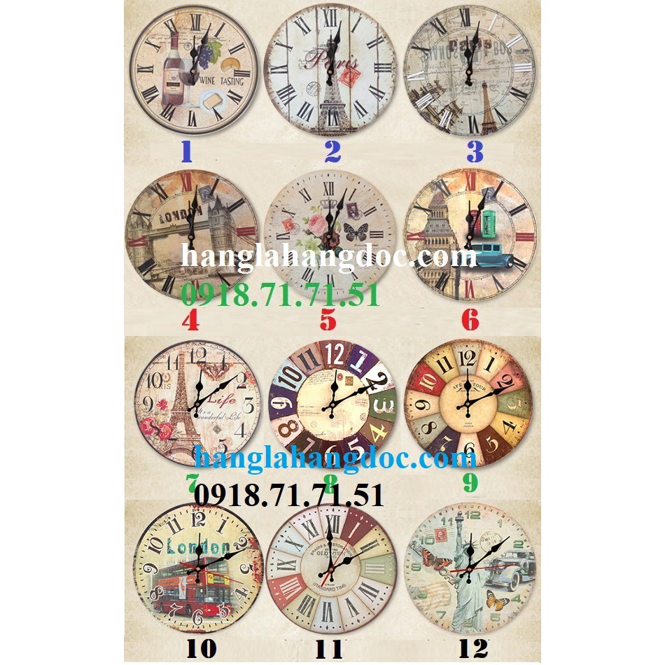 Đồng hồ treo tường phong cách cổ điển êm đềm (vintage clock)