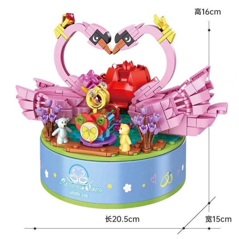 Lego xếp hình lắp ráp Hộp nhạc xoay đôi thiên nga 656013 xoay 360 độ 537pcs