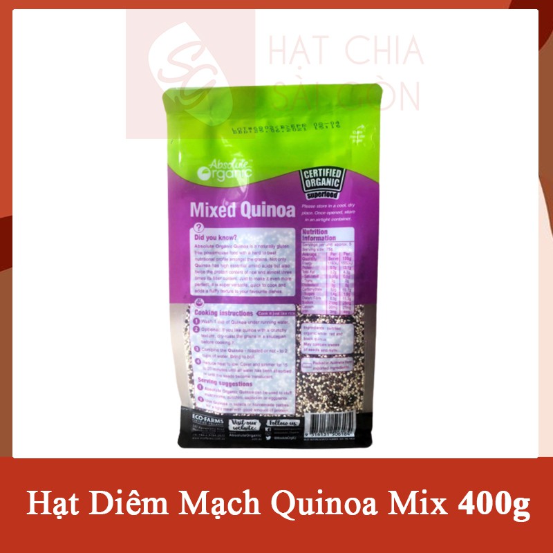 Hạt Diêm Mạch Quinoa Mixed NHẬP KHẨU ÚC 400g QUINOA MIX ABSOLUTE ORGANIC 400G