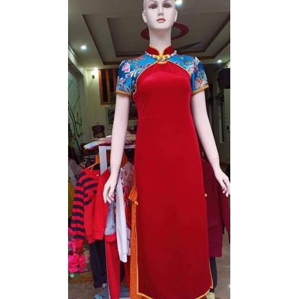 áo dài ngắn tay phong cách tân cổ .tôn giáng và sắc đẹp