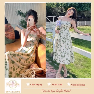 Đầm Hai Dây Ngọc Hoa Xanh Bơ Tiểu Thư Ht51 HaLuu Store Thích Hợp Cho Nữ