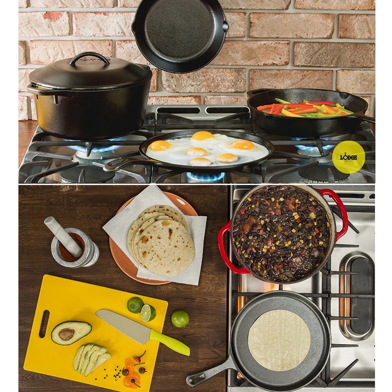 [Chính hãng LOGDE - MỸ] Chảo gang nướng chính hãng Lodge lòng bằng 26.67 cm. Chảo dùng nướng, áp chảo, đổ bán xèo.,