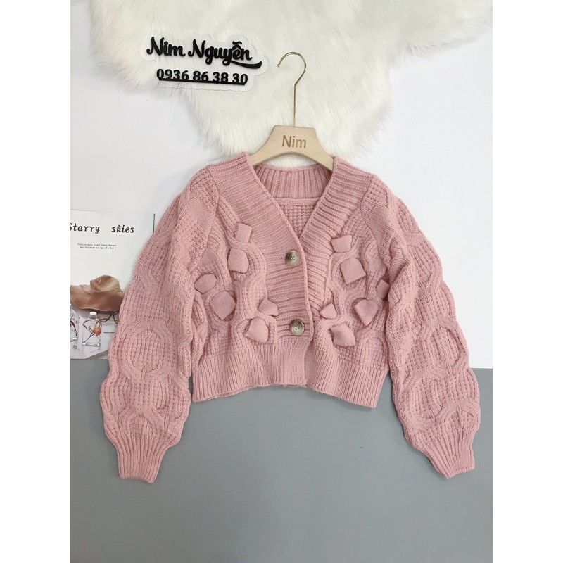 [HÀNG ORDER] Áo len cardigan nữ đính nơ dễ thương , áo len nữ hàng Quảng Châu BAC117