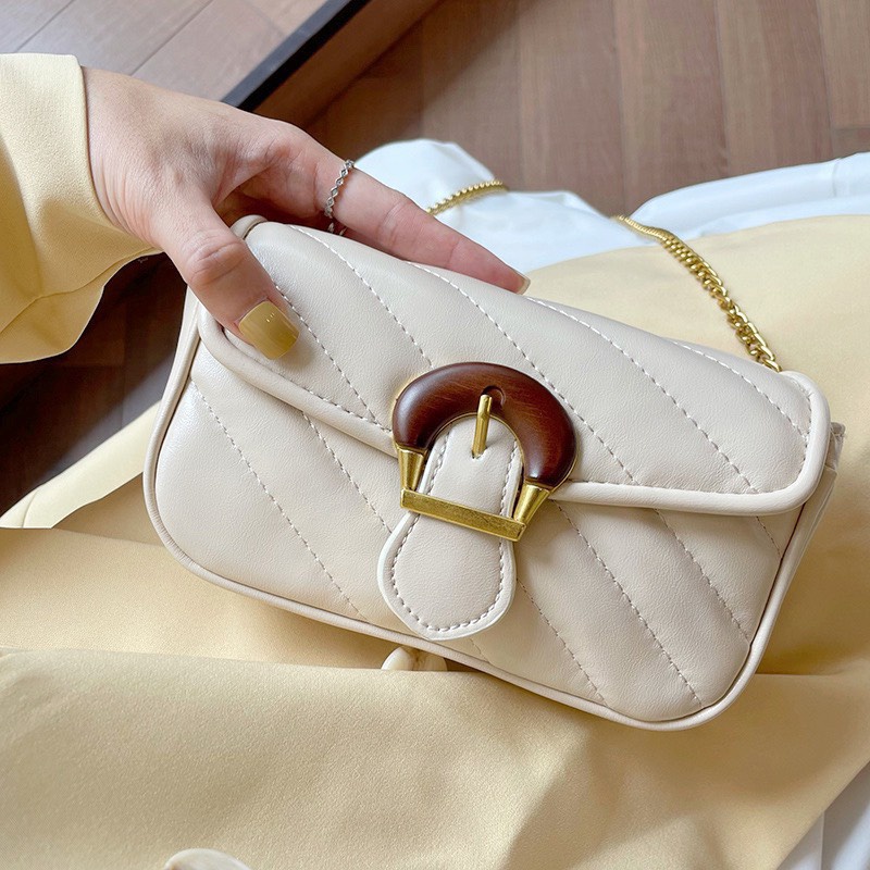 Túi dây xích khóa gỗ xà cừ size 18 phong cách Hàn quốc