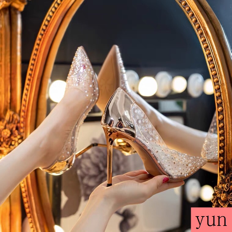 Giày Cao Gót Quai Trong Suốt Thời Trang Mùa Hè 2021 Cho Nữ
