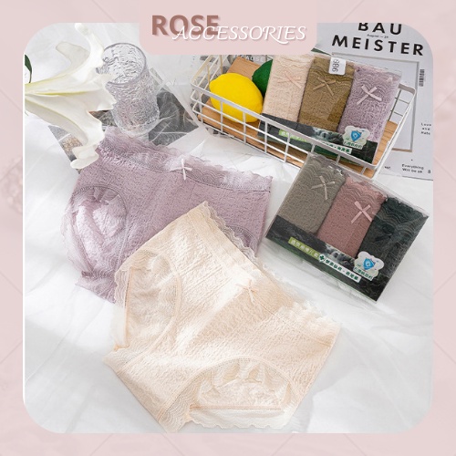 Quần lót cao cấp gợi cảm, kháng khuẩn xuất Nhật hoa vân viền ren Rose Accessories QL07