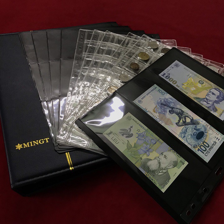 Album đựng 30 tờ tiền giấy và 210 đồng xu; 30 x 25 x 6cm (Dài x Rộng x Cao); Đủ loại màu-TMT Collection-SP001813