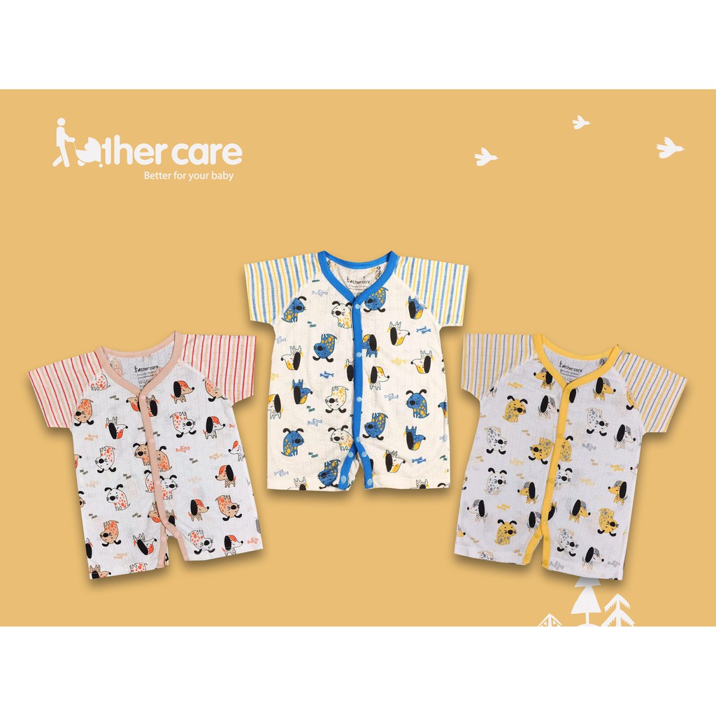 Bộ body Cộc Tay Trẻ em họa tiết Cún cài giữa - FatherCare FC496