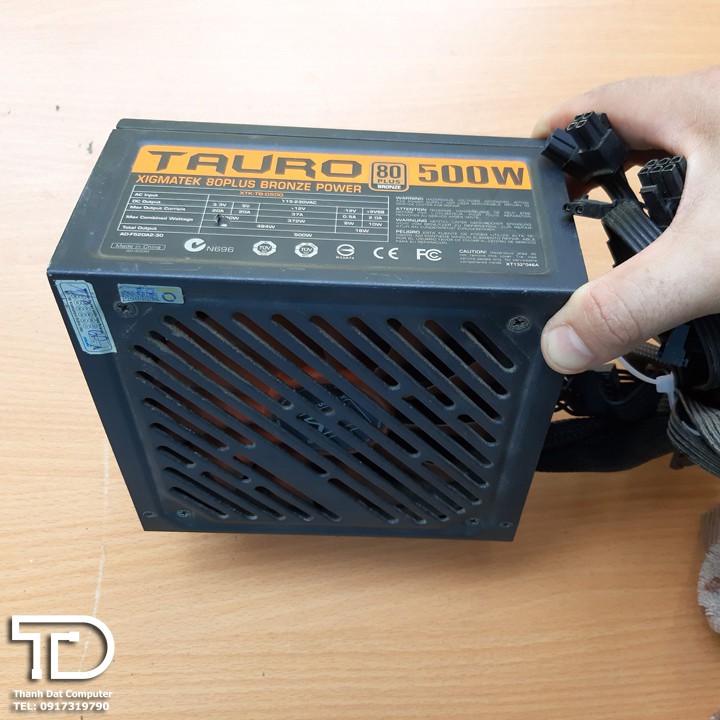 Nguồn công suất thực Xigmatek Tauro 500W chuẩn 80 plus cũ (Dây bọc lưới dài)