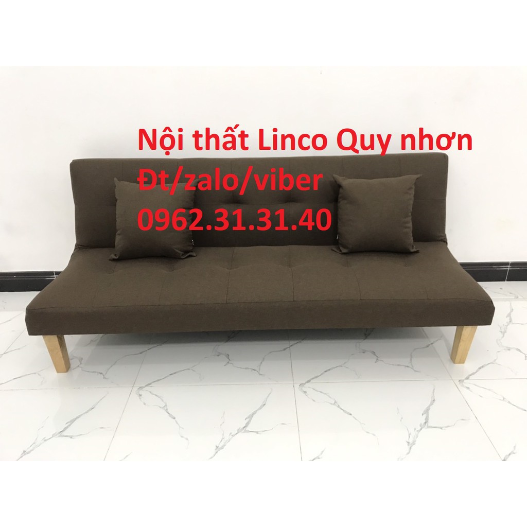 Ghế Sofa giường SFG09 vải bố màu nâu cafe vải bố Nội thất Linco Quy Nhơn giá rẻ Bình định