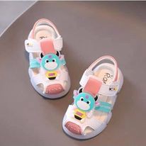 (G346.95)_DÉP SANDAL RỌ HÌNH CON TRÂU MÀU XANH-HỒNG CHO BÉ SIZE 21-25