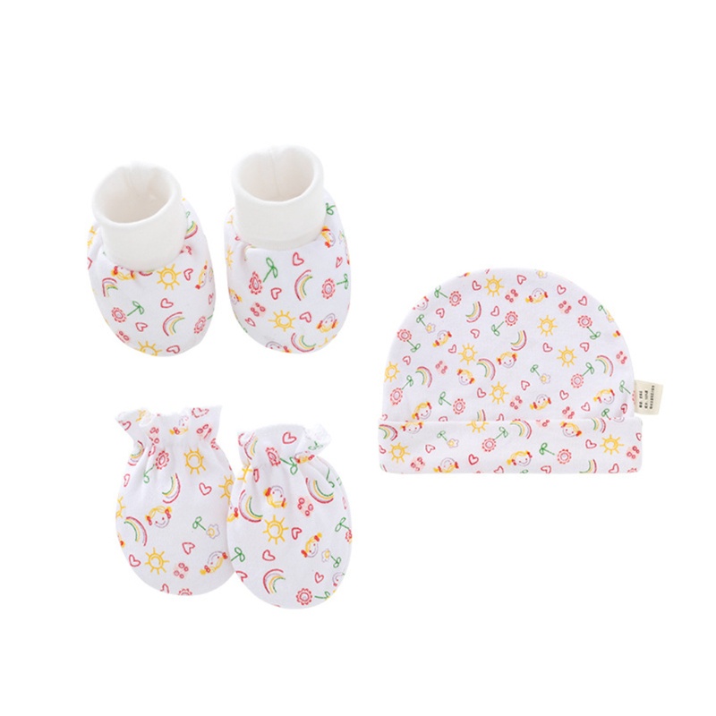 Bộ 3 Đôi Găng Tay Cotton Mềm Mại Chống Trầy Xước Thoải Mái Cho Bé 0-3 Tháng Tuổi