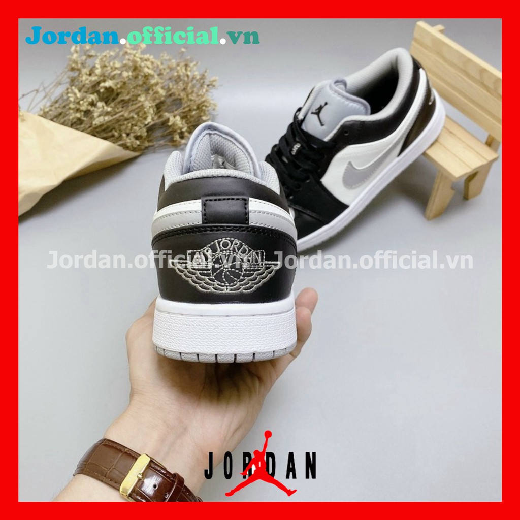 Giày Thể Thao Nam Nữ Jordan JD1 Low Ghi Đen Xám Cổ Thấp Thời Trang Full Box Bill