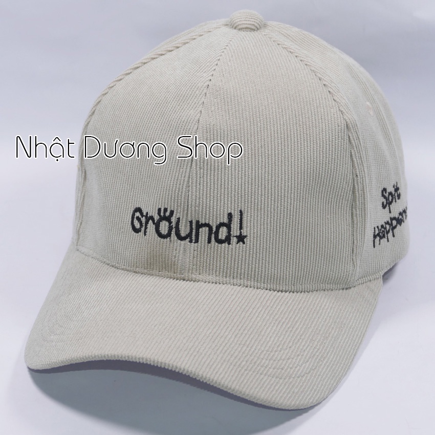 Mũ lưỡi trai ❤️ Nón kết thêu hình chữ Ground chất liệu nhung tăm cao cấp form unisex nam nữ