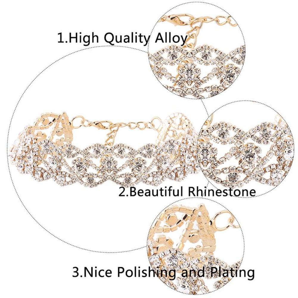 Vòng Cổ Choker Đính Đá Pha Lê Lấp Lánh Thiết Kế Đơn Giản Sang Trọng M3Z9