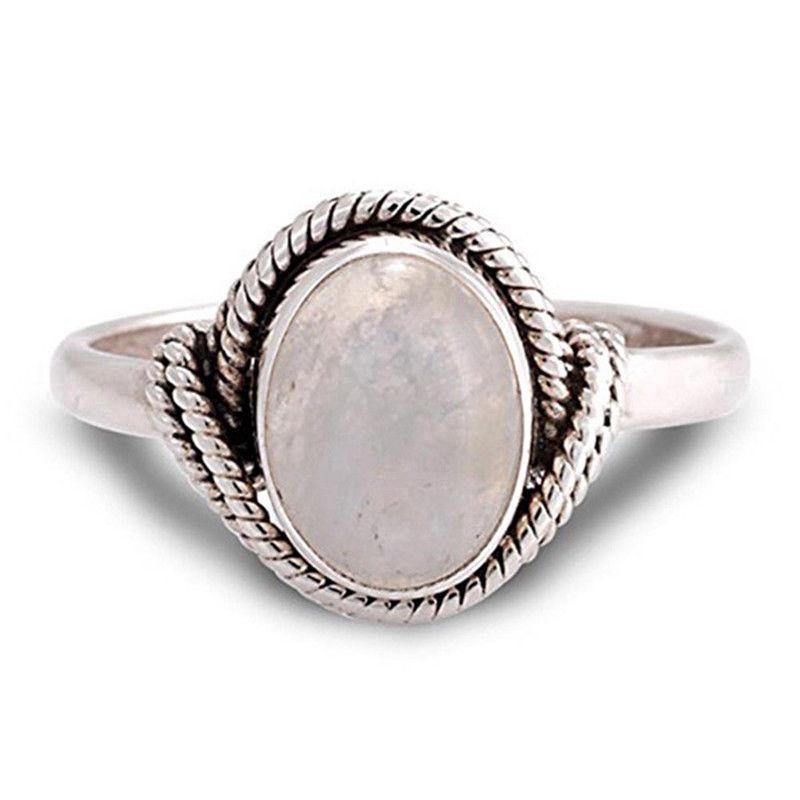 Nhẫn bạc mặt Oval đính đá pha lê cổ điển