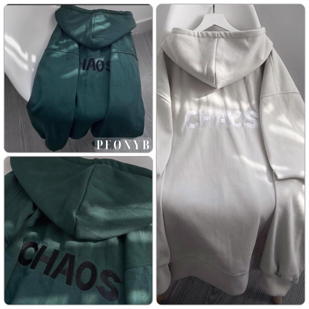 Áo Hoodie Nỉ Ngoại Thêu Chaos PEONYB Unisex  Sweater form rộng tay bồng mũ 2 lớp kiểu dáng vintage hàn quốc