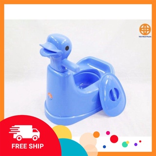 Bô vệ sinh hình vịt đáng yêu cho bé có nắp và khay rút GDTA