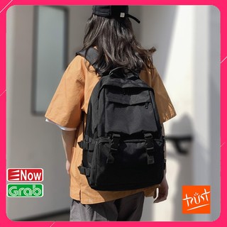 Balo đi học 🍒 Balo nam nữ chống nước, nhiều ngăn đen trơn đựng laptop BX502TD
