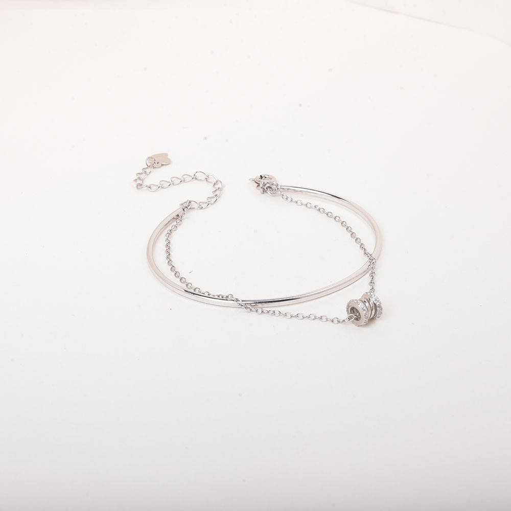 Vòng Tay Bạc Dây Đôi Đính Đá Cá Tính Evie V602109 - MonLilas Jewelry