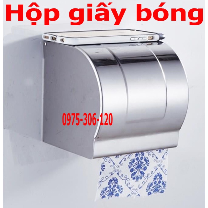 [KÍN KHÔNG BỊ ƯỚT GIẤY] Hộp Đựng Giấy Vệ Sinh Hộp giấy Bằng 100% INOX 304 gắn tường trong nhà tắm HG5 HỘP GIẤY BÓNG