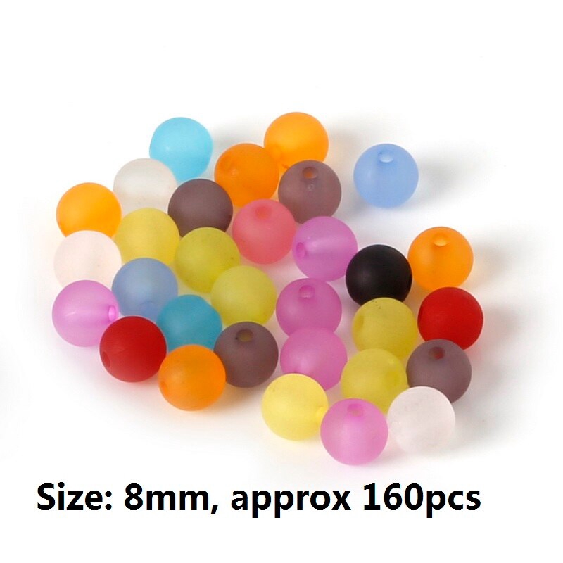 Hạt xâu chuỗi bằng nhựa acrylic hình tròn nhám trong suốt nhiều màu 4mm 6mm 8mm 10mm